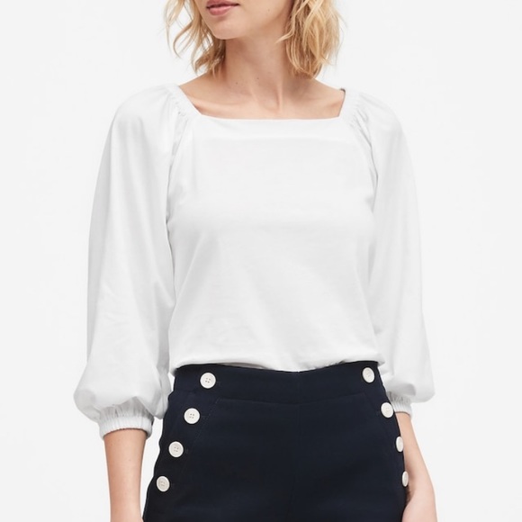 Banana Republic Tops - SUPIMA® Cotton Peasant Top White